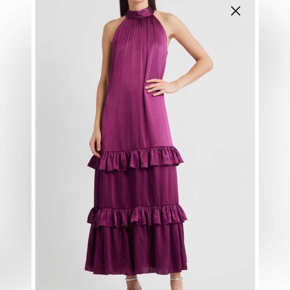 Nordstrom Tiered Sleeveless Satin Maxi Dress